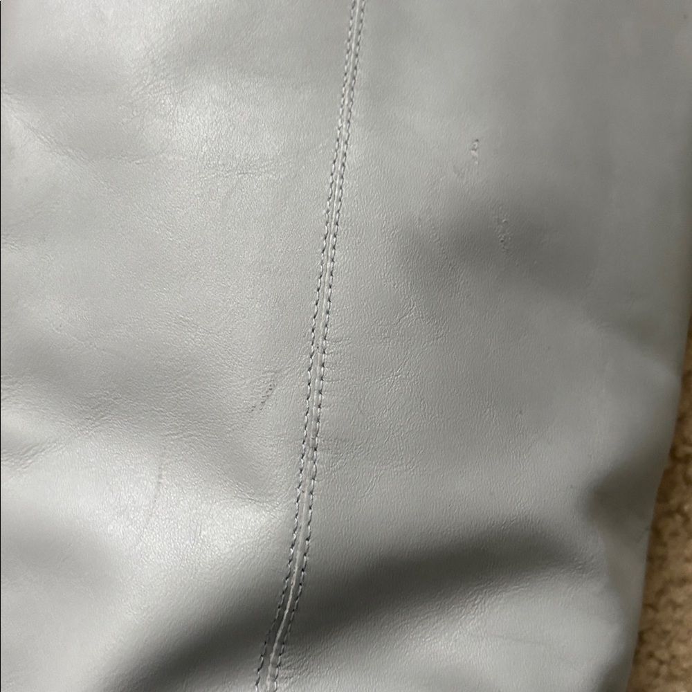 Anthro Sam Edelman Larina Waterproof Knee High Platform Boots Grey leather Sz 8 - Picture 3 of 10